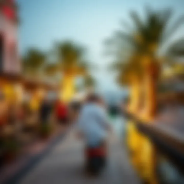 Vibrant community life along the creek promenade