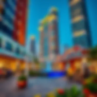 The vibrant lifestyle surrounding Emirates Towers with cafes and recreational areas