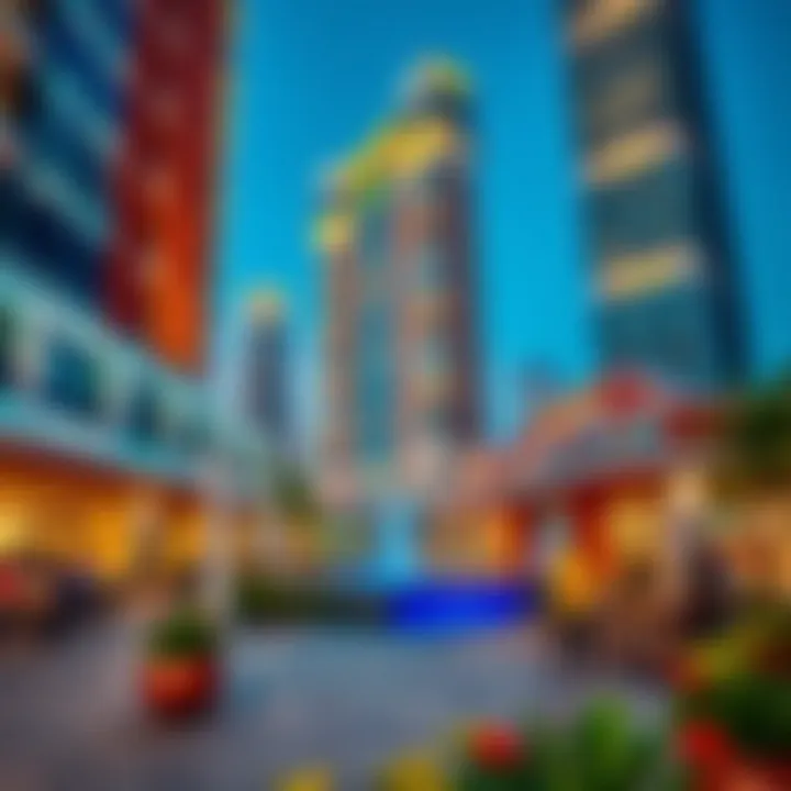 The vibrant lifestyle surrounding Emirates Towers with cafes and recreational areas