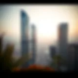 A panoramic view of Emirates Towers showcasing their modern architecture