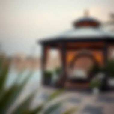 Luxurious Outdoor Seating in a Dubai Gazebo Luxurious outdoor seating area in a Dubai gazebo