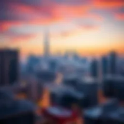 A vibrant view of Dubai's skyline showcasing popular neighborhoods for monthly rentals
