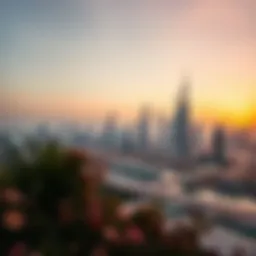 Breathtaking view of the Dubai skyline at sunset