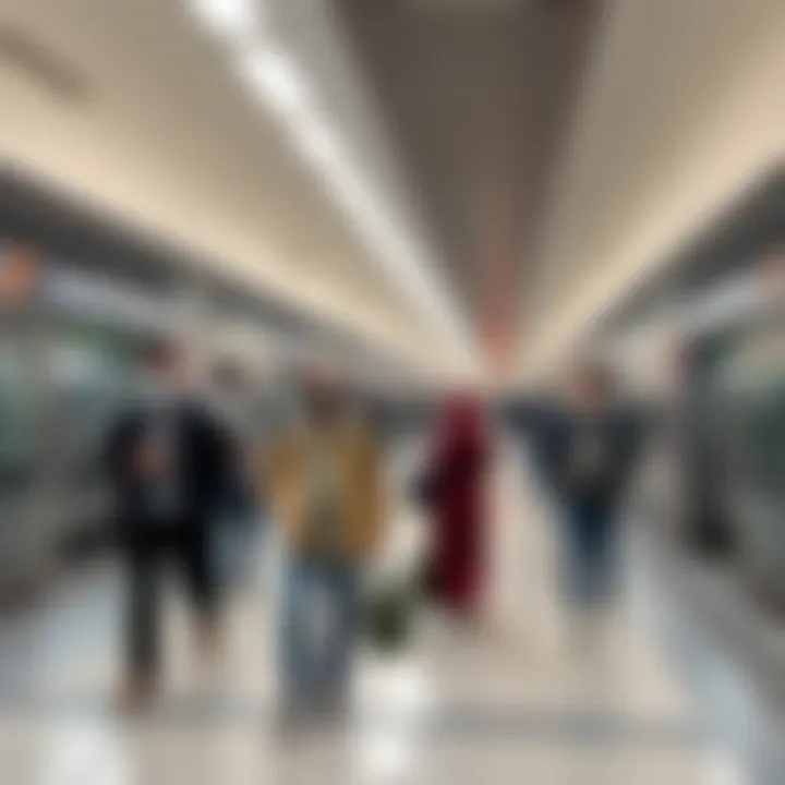 Commuters using Dubai Metro for daily transit