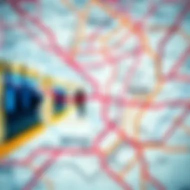 Metro map highlighting key stops in Dubai