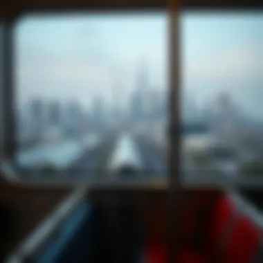Scenic view of Dubai skyline from a metro train